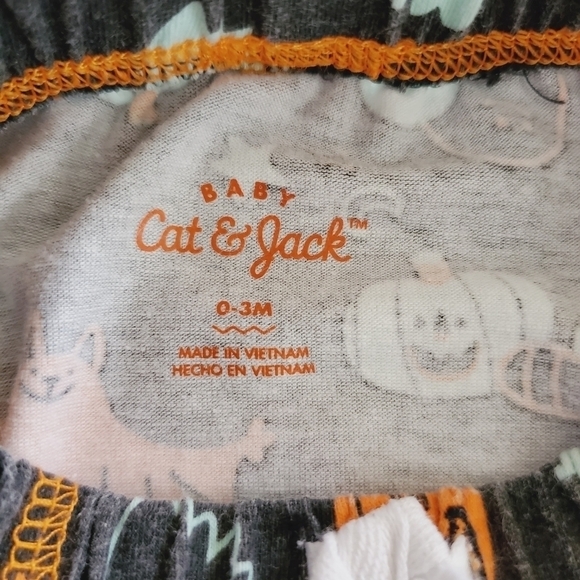 K1192 * Cat & Jack Halloween Print Bottoms Black/Orange Size 0/3M - Picture 4 of 6